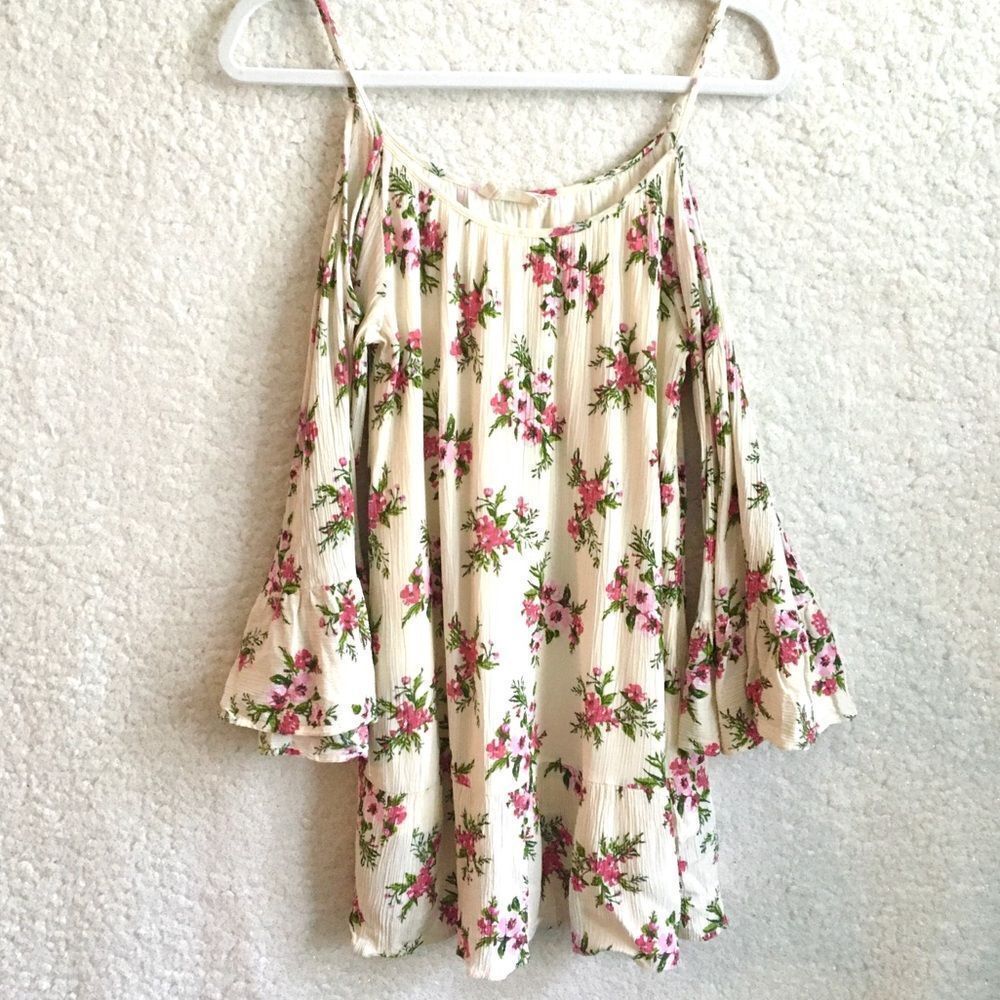 Altar’d State Floral Bell Sleeve Mini Dress Small